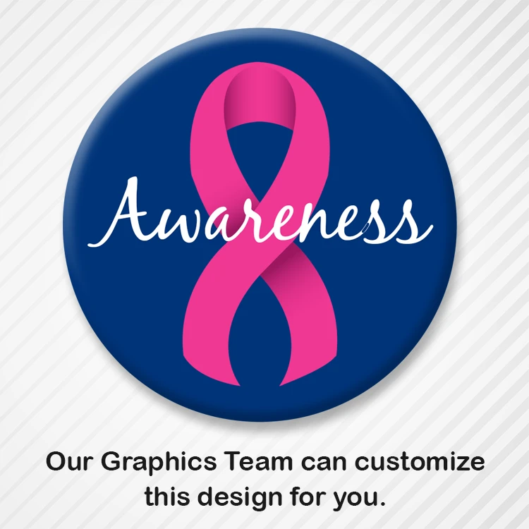 Customizable Cancer Awareness Button Pink Ribbon