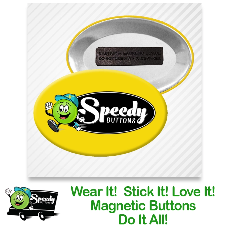 2.75 x 1.75 inch Oval Wearable Magnet - Pin-Less Name Badge Alternative