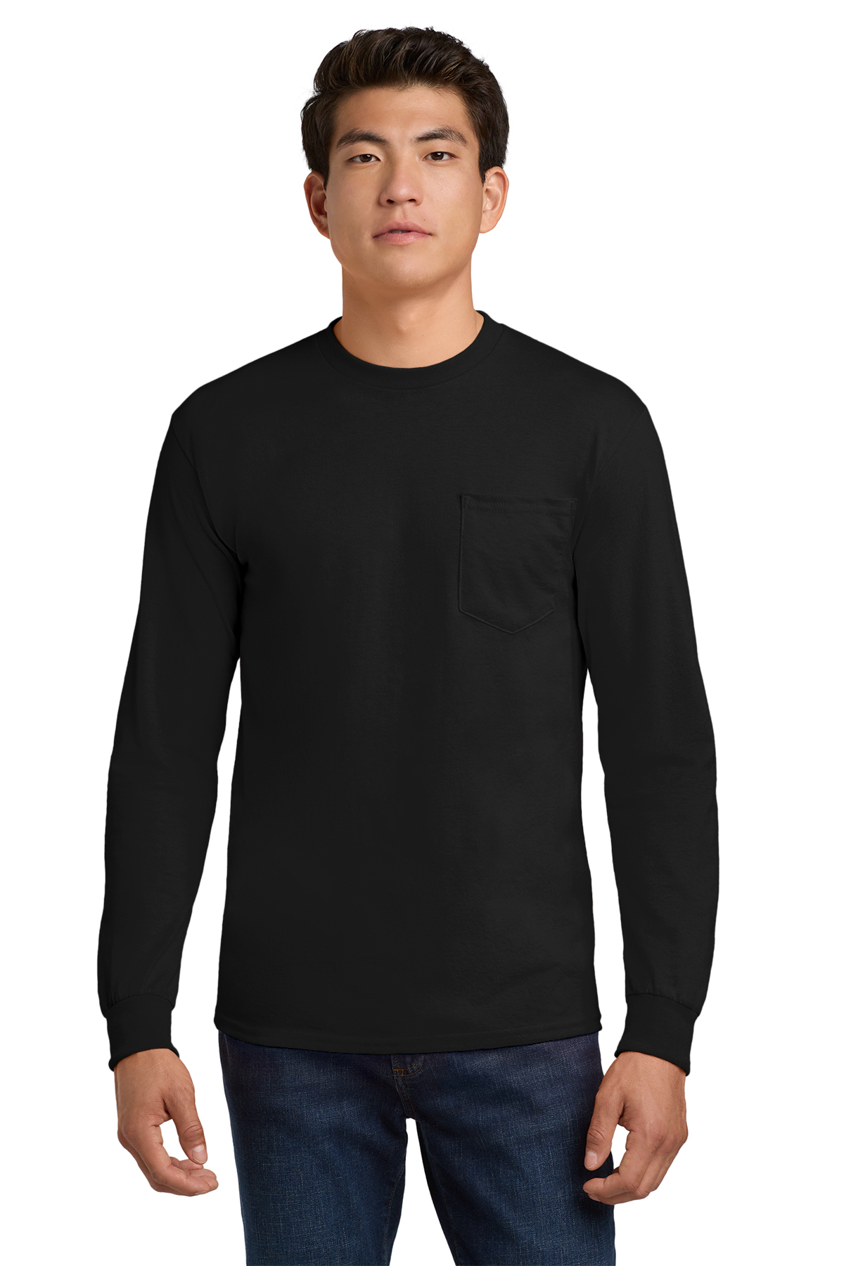 2410 Gildan® Ultra Cotton® 100% US Cotton Long Sleeve T-Shirt with Pocket