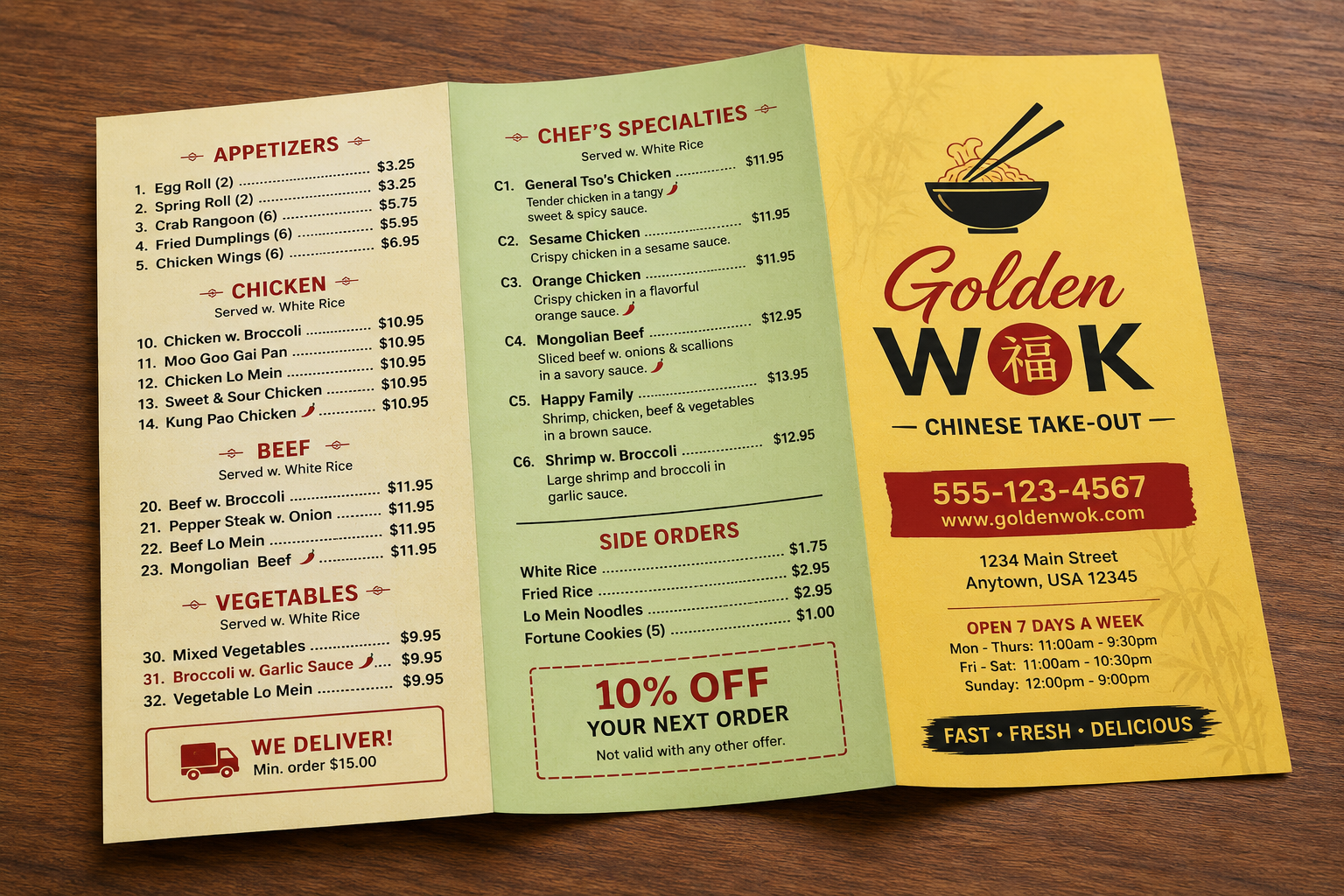 Printed Paper Menus