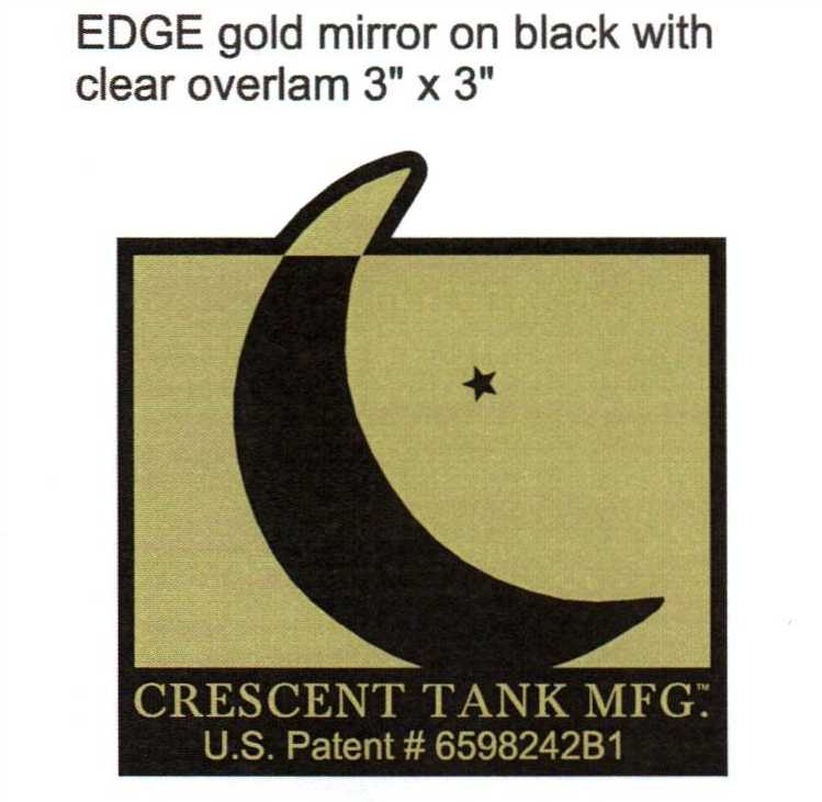 Gold Mirror Crescent Tank Patent# - 3" x 3"
