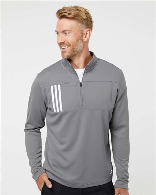 Adidas Men's 3-Stripe Double Knit Quarter-Zip Pullover - A482