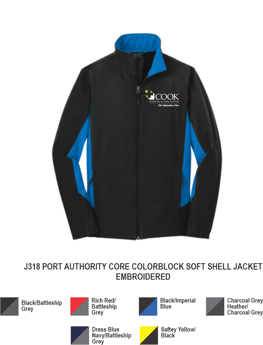 J318 PORT AUTHORITY CORE COLORBLOCK SOFT SHELL JACKET EMBROIDERED