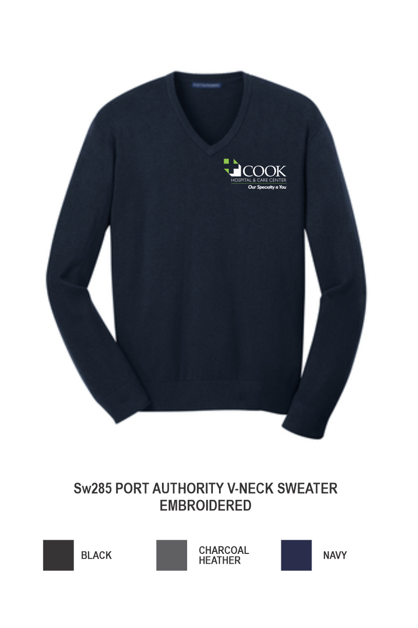SW285 PORT AUTHORITY V-NECK SWEATER EMBROIDERED