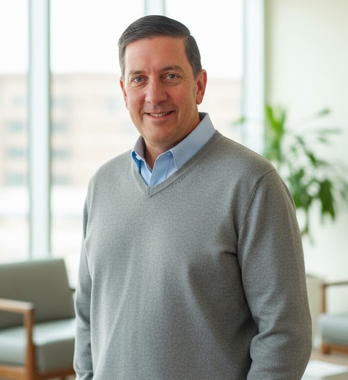 A lake with mountains in the background