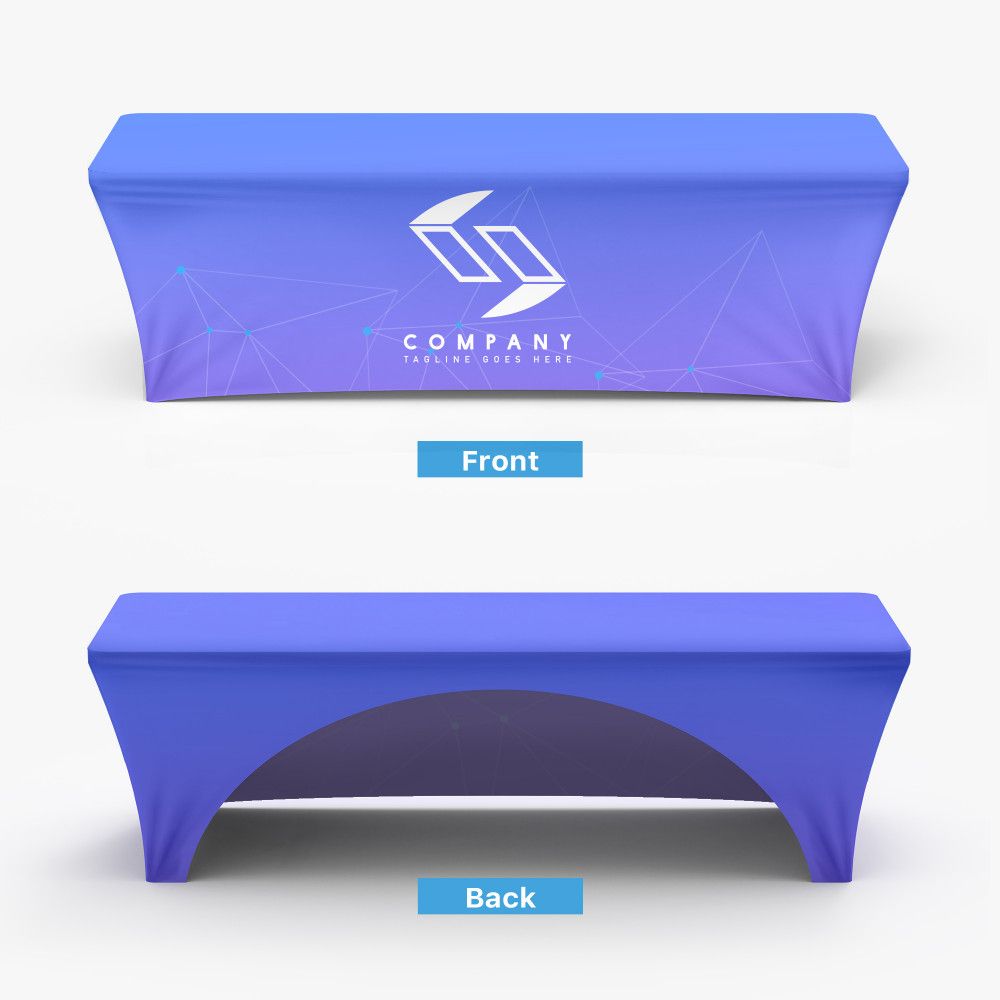 8 ft stretch table cover front and back views