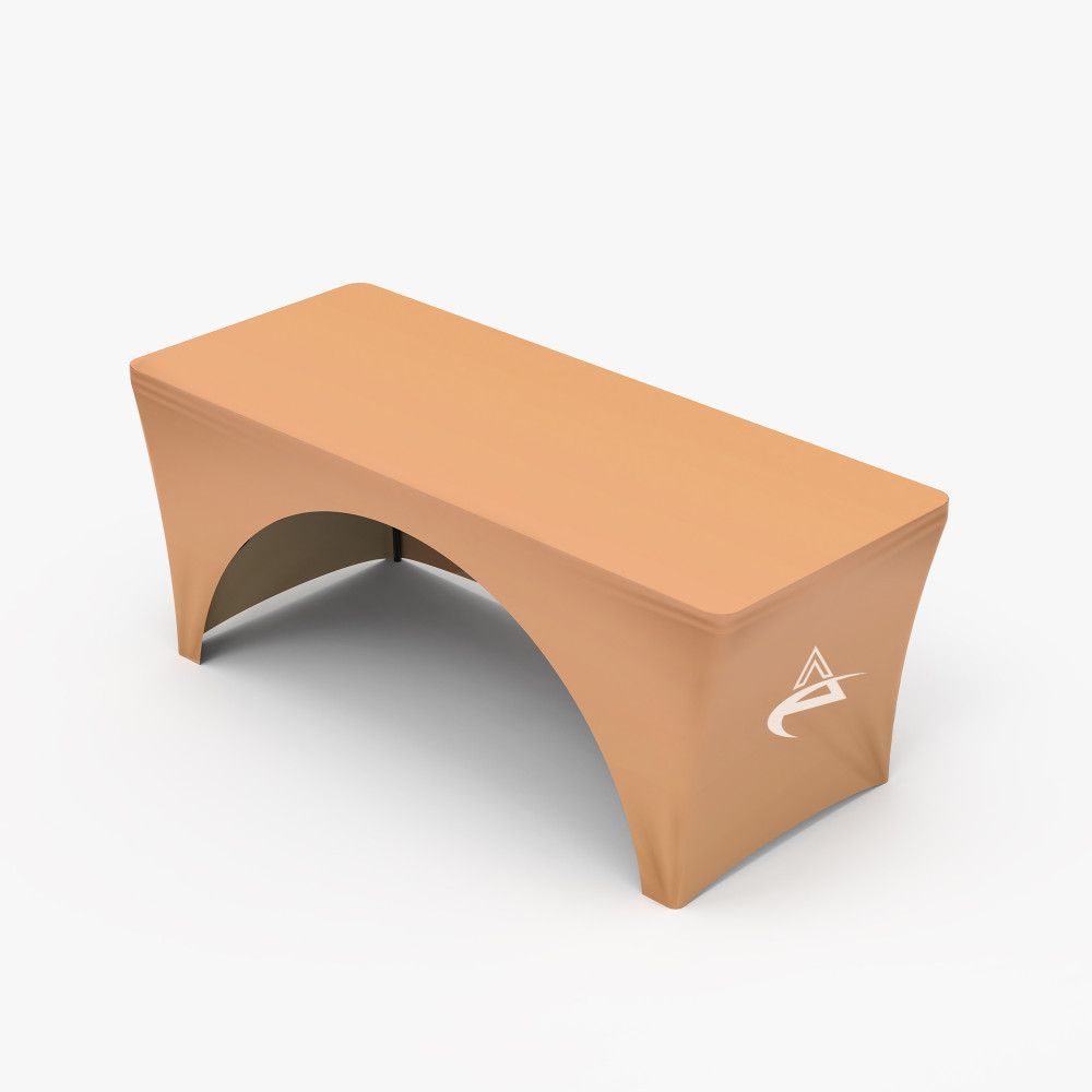Stretch table cover open back view