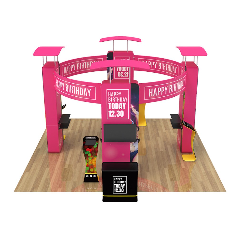 20x20 360 degree booth kit with columns and headers
