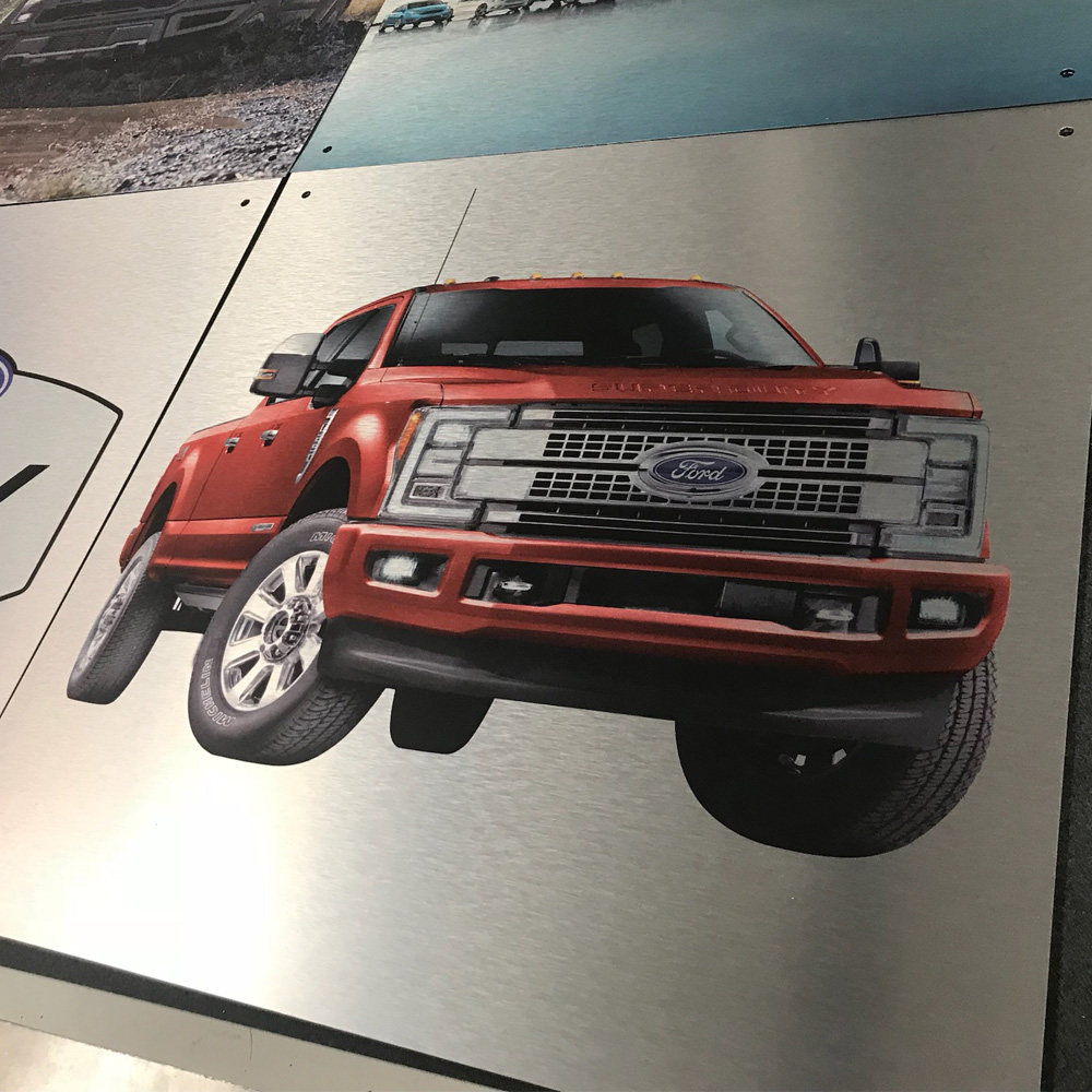 brushed aluminus sign