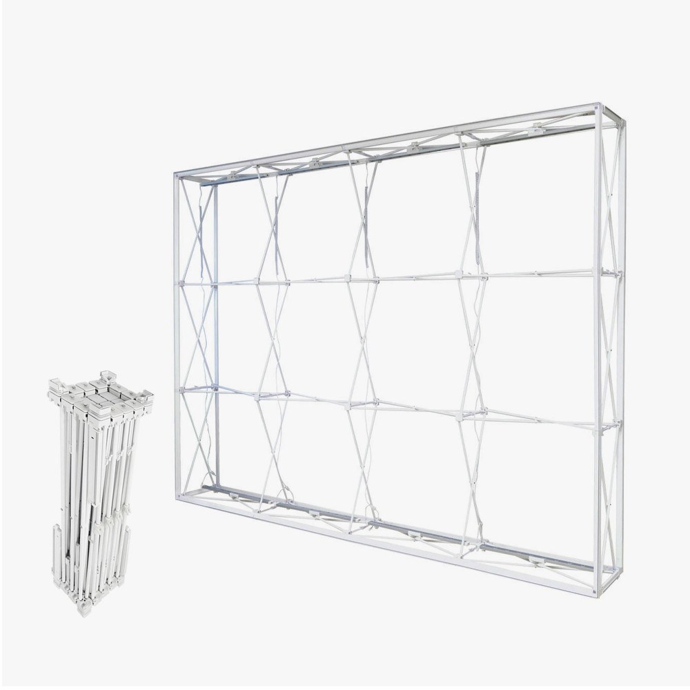 Accordion style aluminum popup frame, expanded and folded