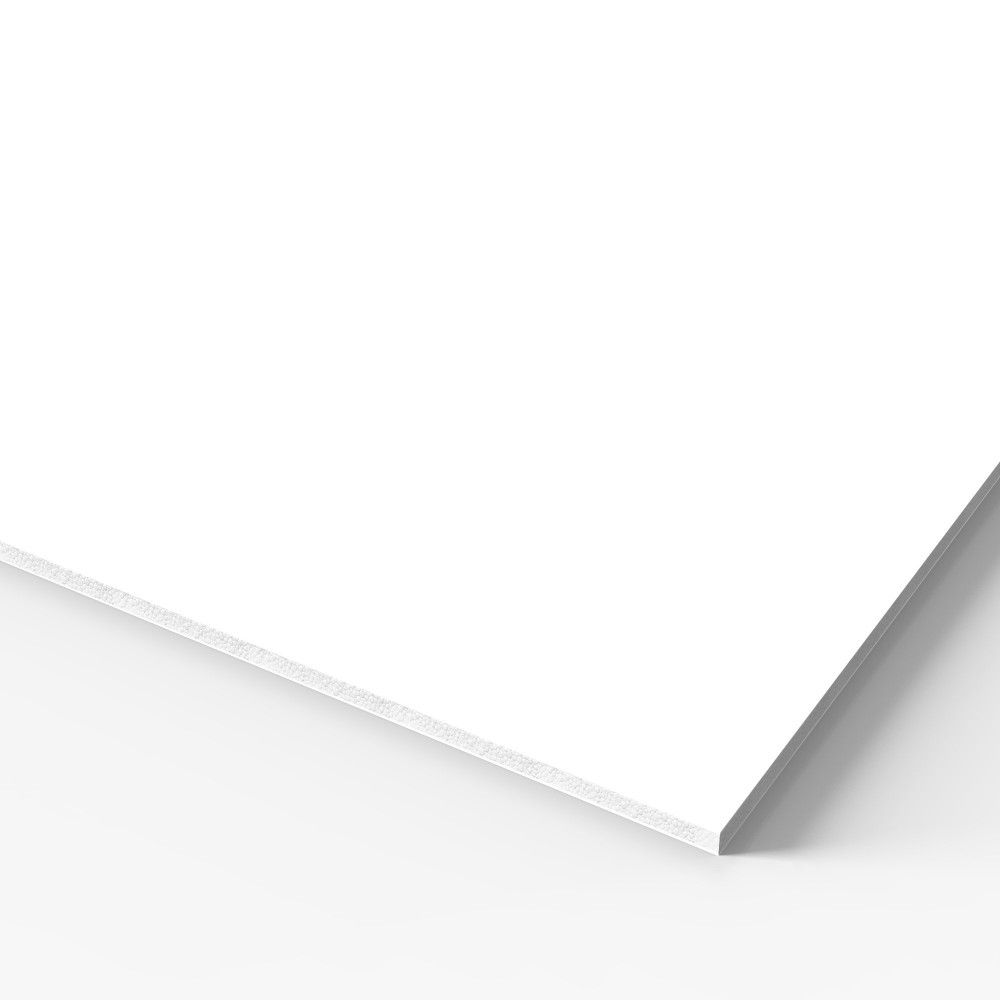 Blank white foam board showing the foam core between paper faces