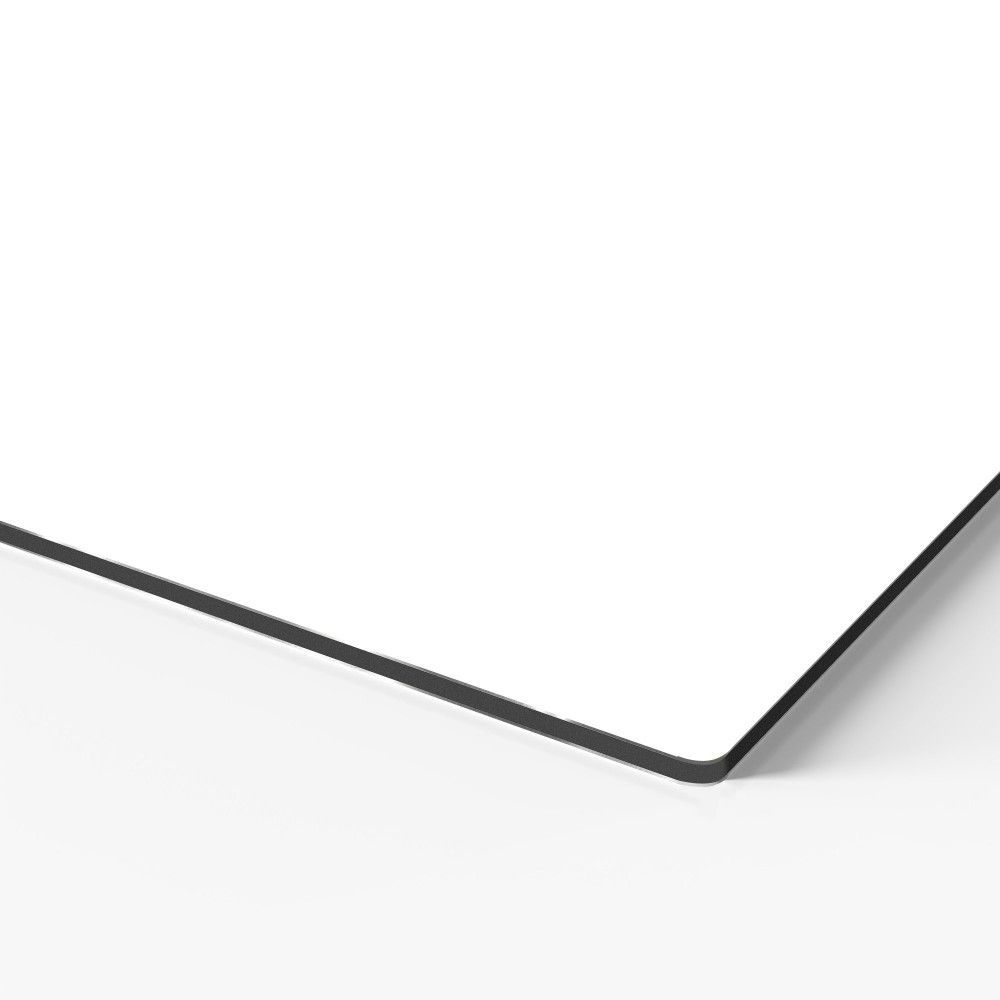 Blank white aluminum composite panel showing edge thickness