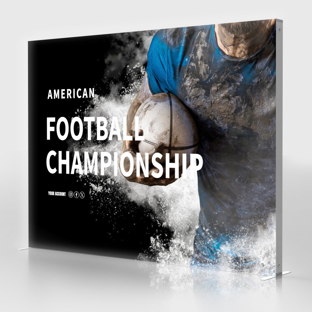 10 ft SEG backlit fabric display with a lit full-color graphic
