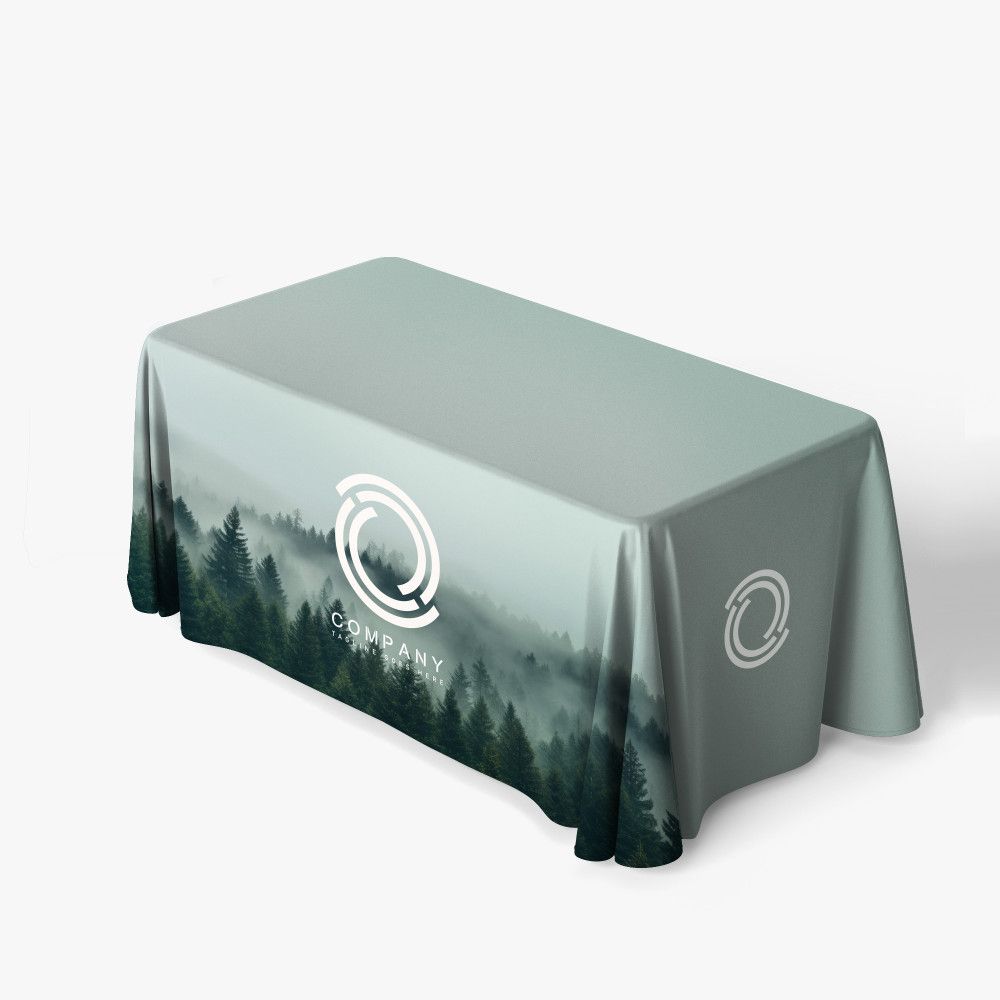 Full color table throw with forest print