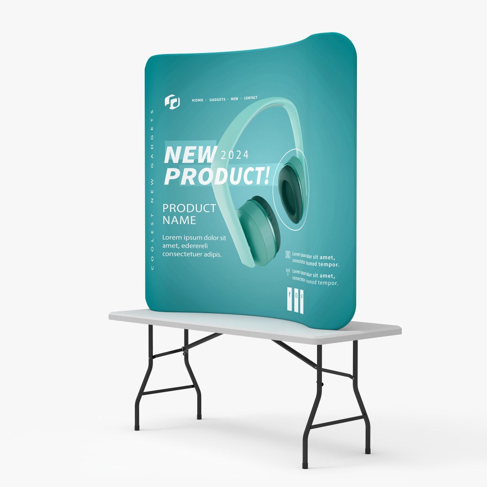 6 ft curved tension fabric tabletop display