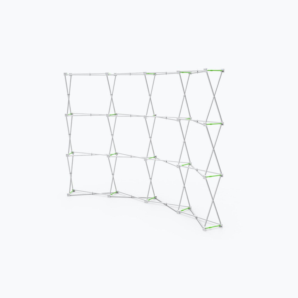 Curved accordion pop up frame, 10 ft