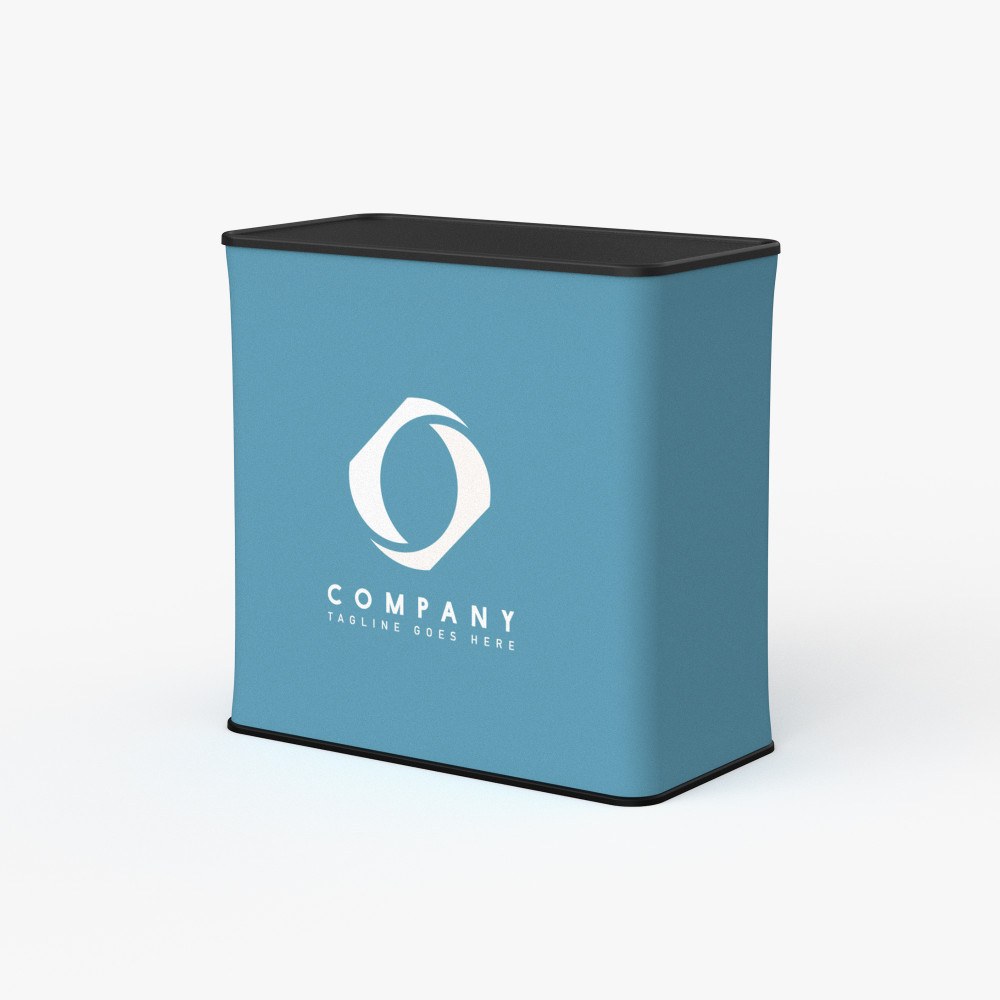 Trade show podium with full-color printed wrap