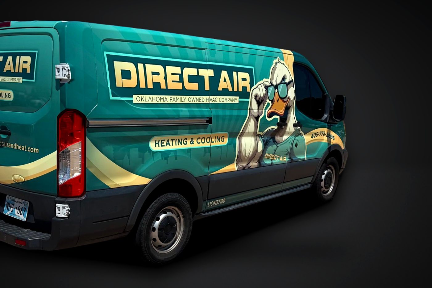 Direct Air heating and cooling full wrap on a Ford Transit van