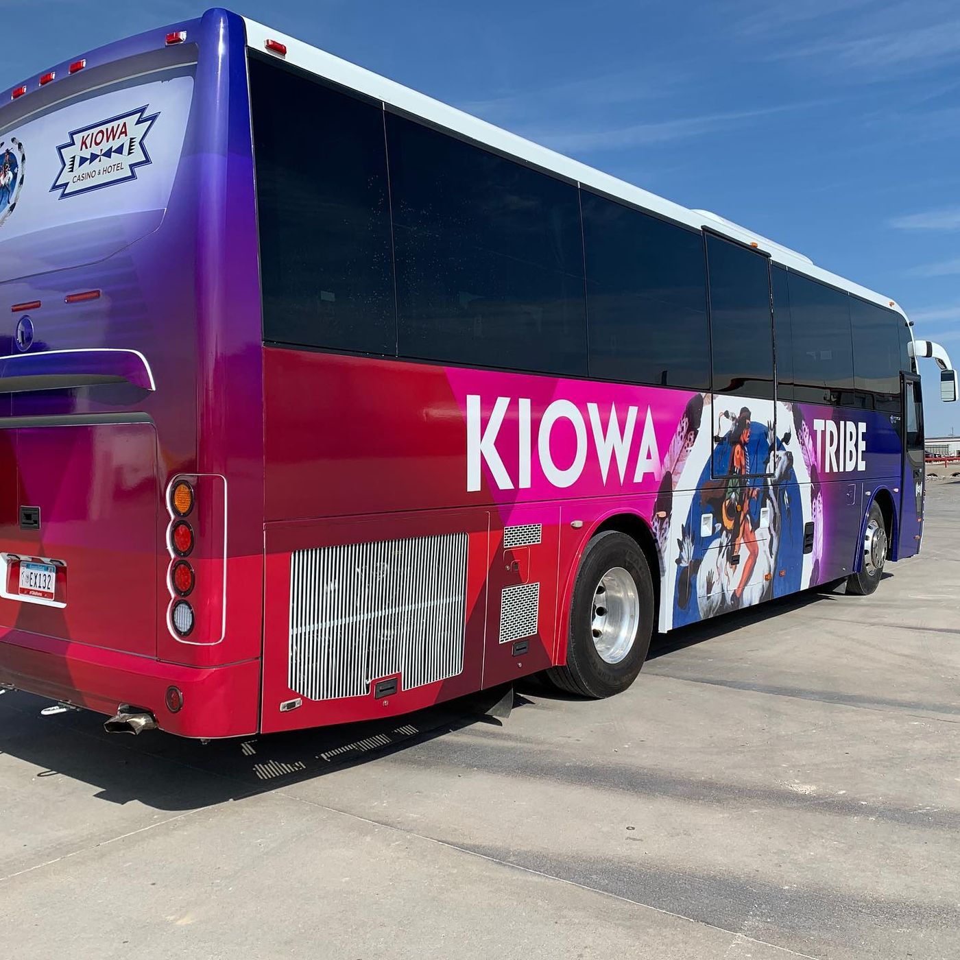 Kiowa Tribe full wrap on a coach bus