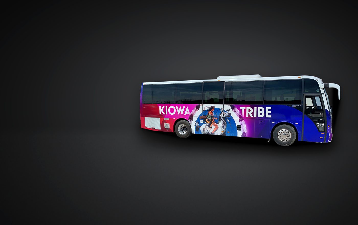 Kiowa Tribe coach bus wrapped by Boss Print Design
