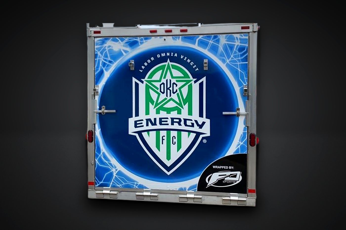 Rear doors of the OKC Energy FC trailer