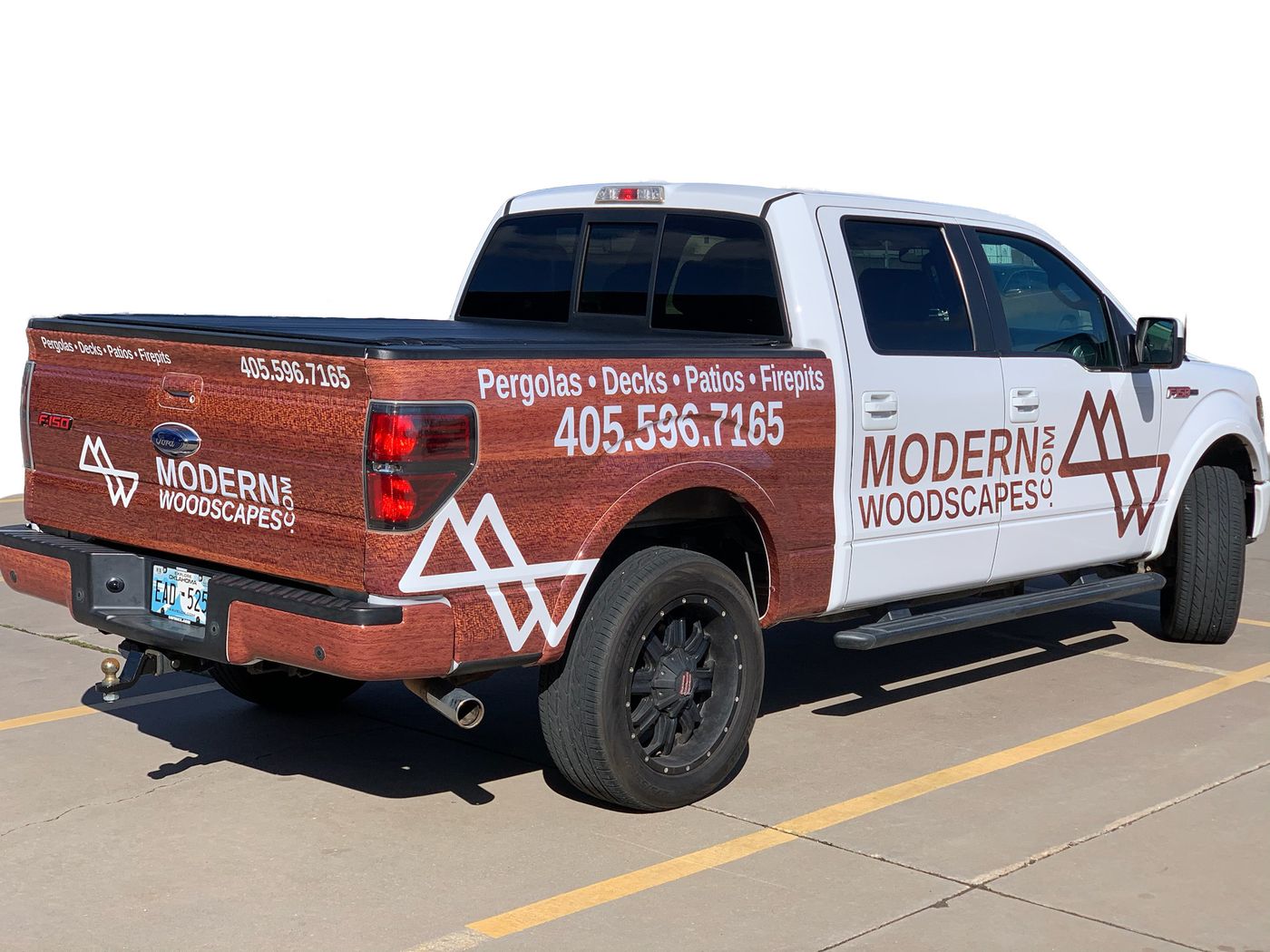 Modern Woodcraft partial wrap on a white pickup