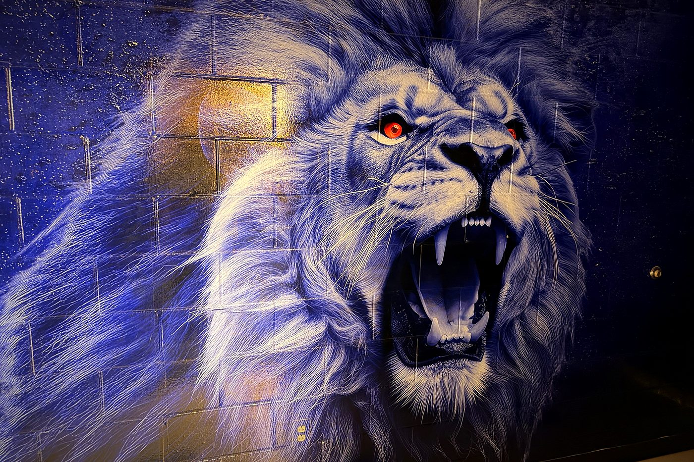 Moore High School Lions wall wrap with a roaring lion graphic