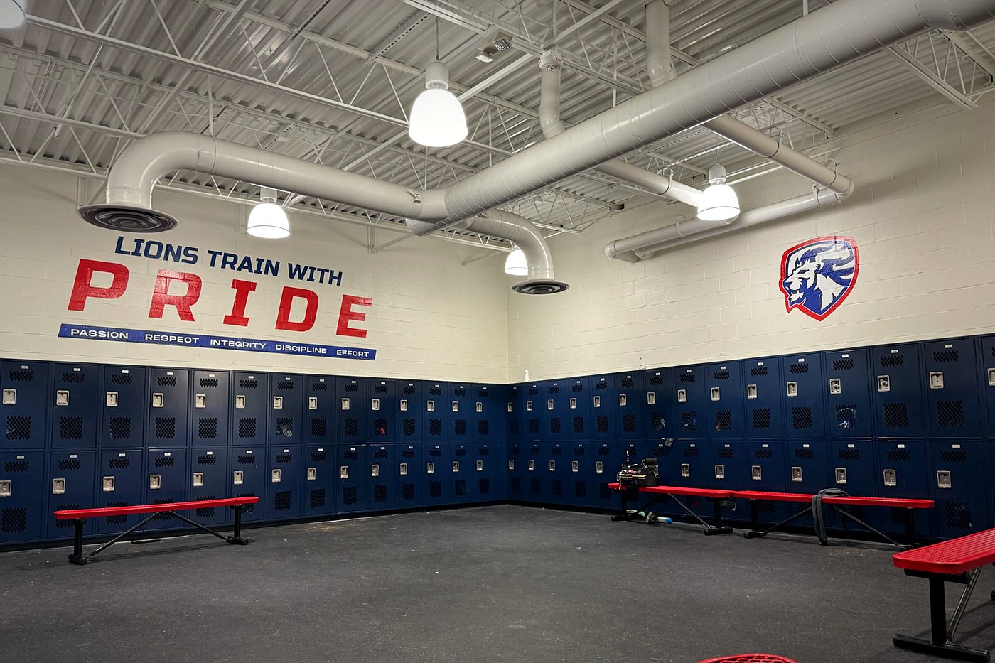 Moore High School Lions PRIDE locker room wall graphics