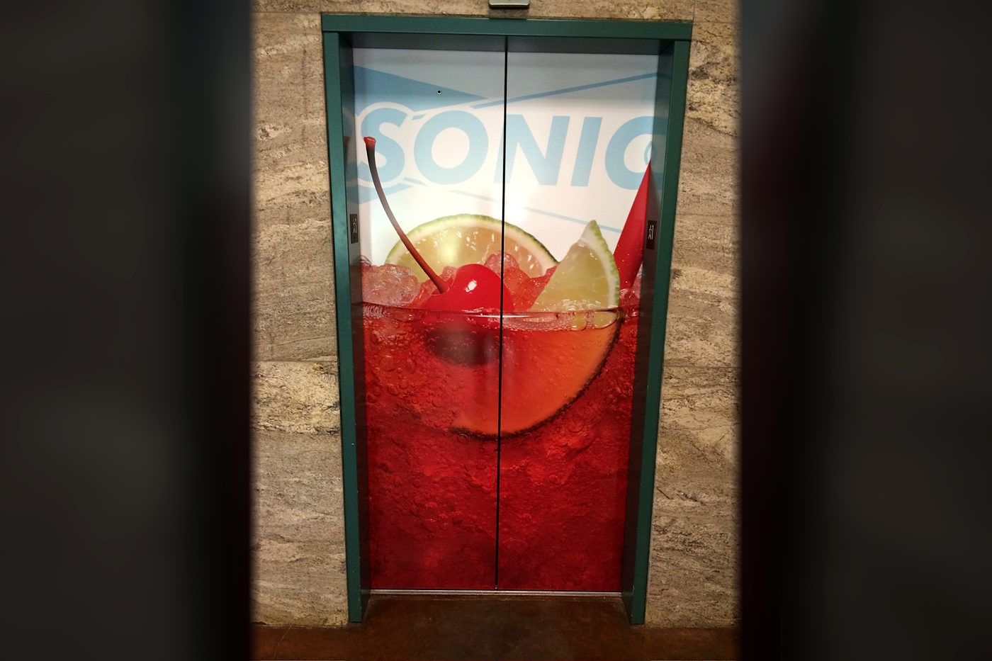 Sonic cherry limeade elevator door wrap