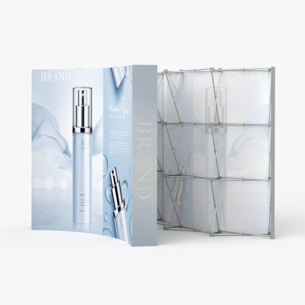 Graphic attaching to the accordion frame with hook and loop