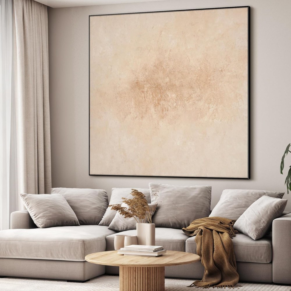 Wall mount SEG fabric print in a living room