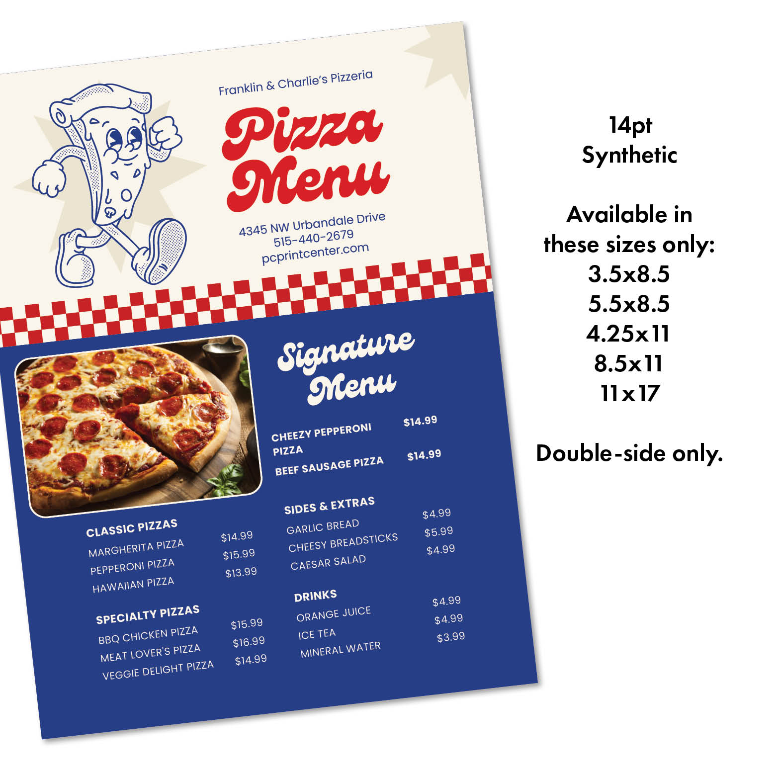 Menu PVC