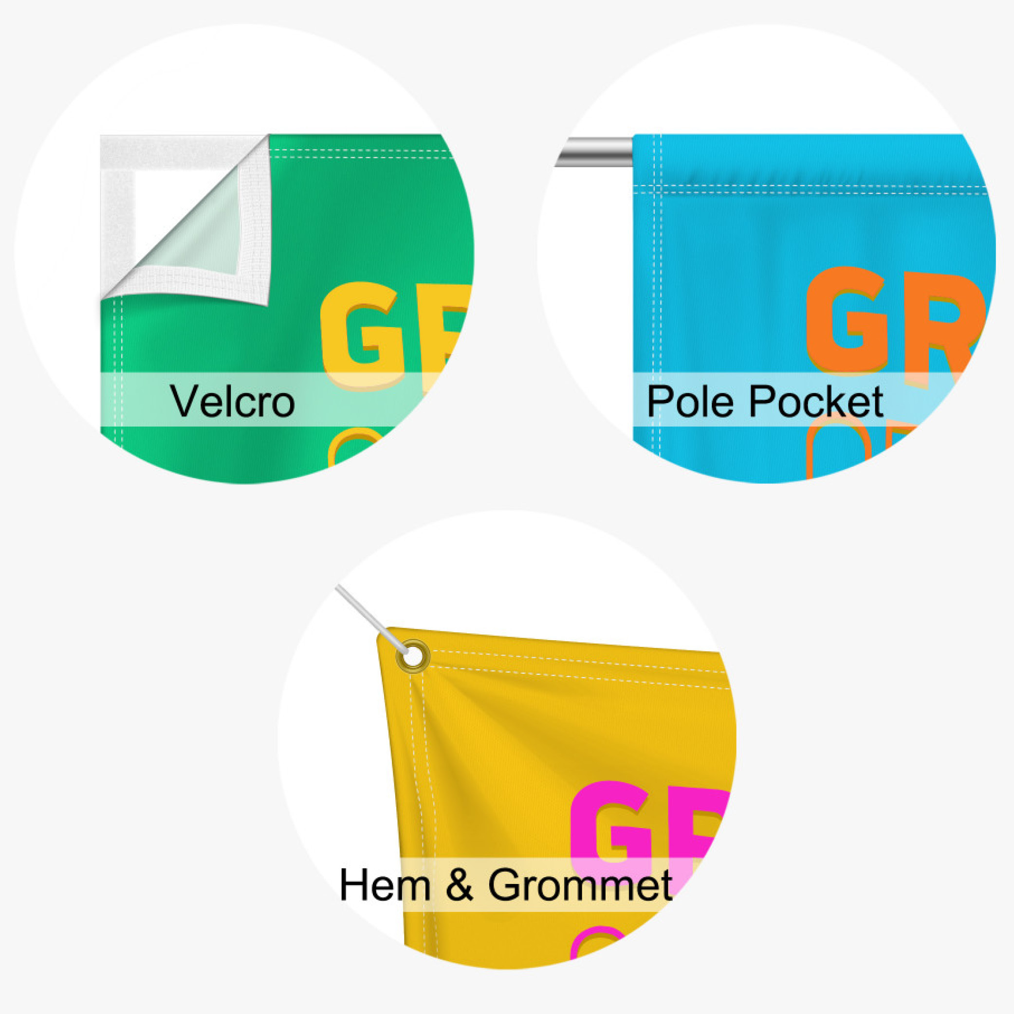 Fabric banner finishing options