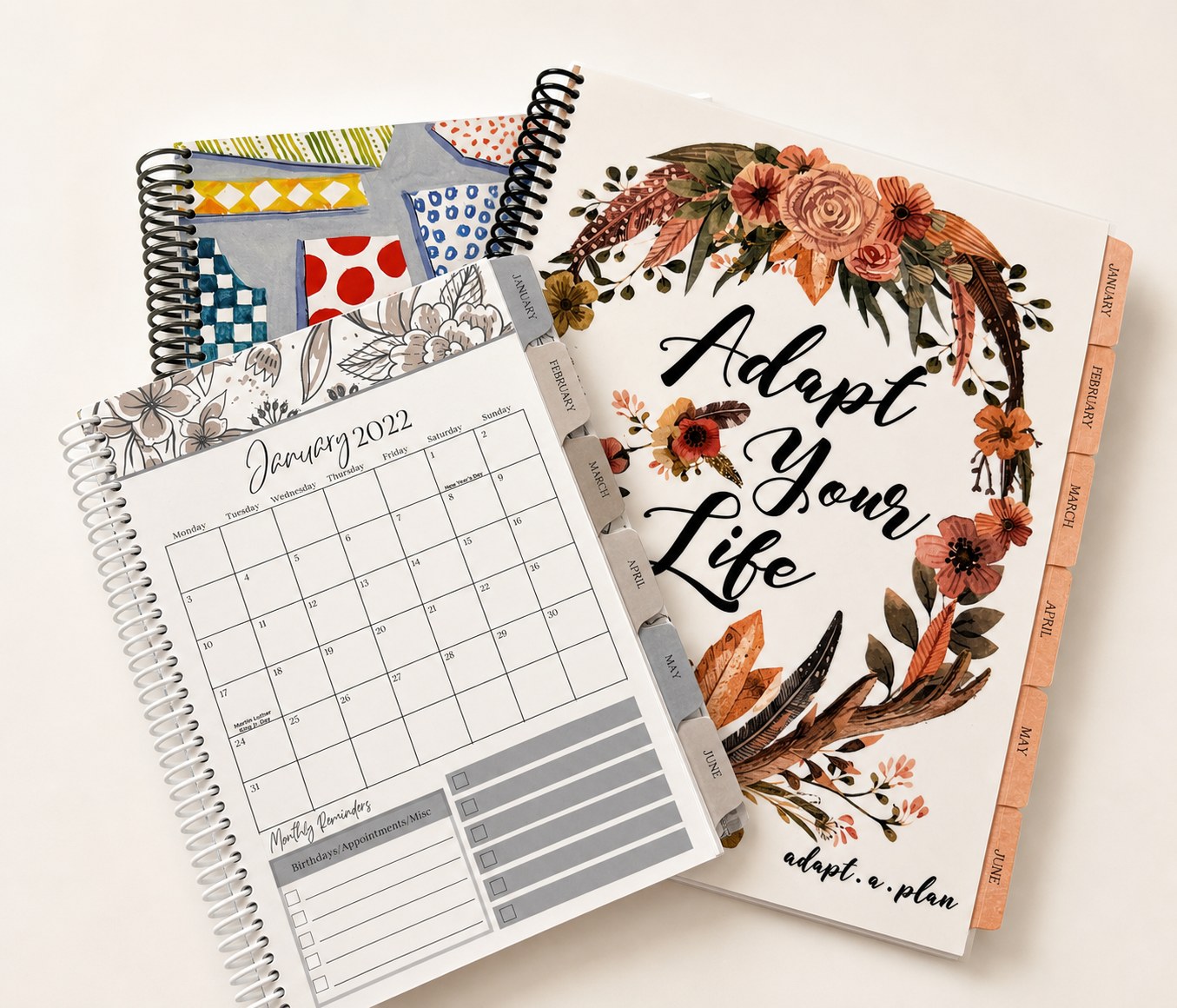 Custom calendars and coil-bound journals