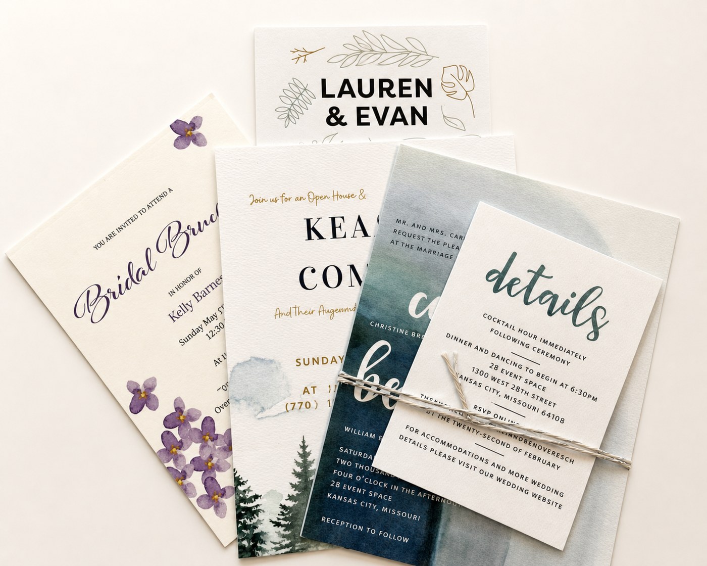 Wedding invitations and coordinated stationery