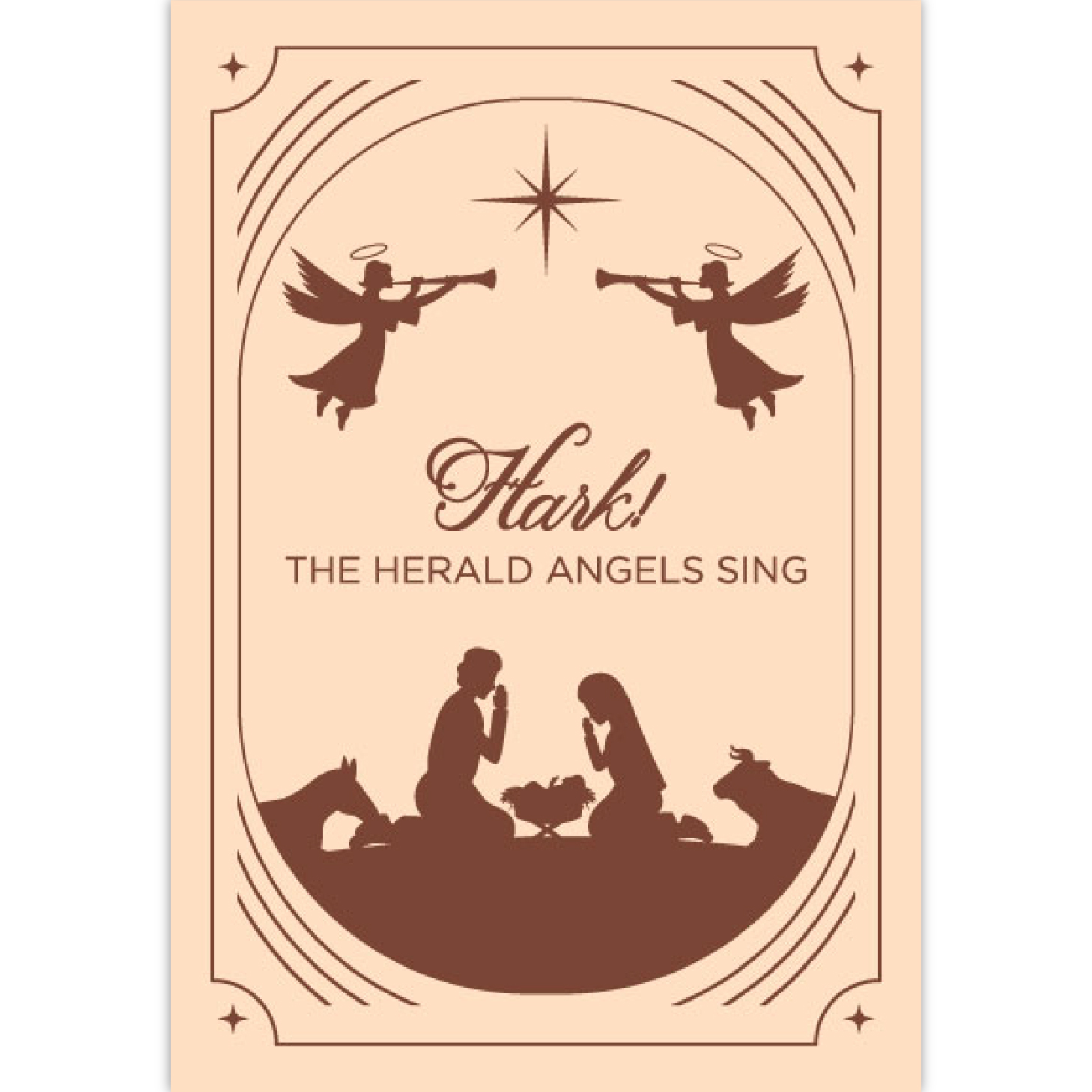 Christmas card with nativity scene on beige background