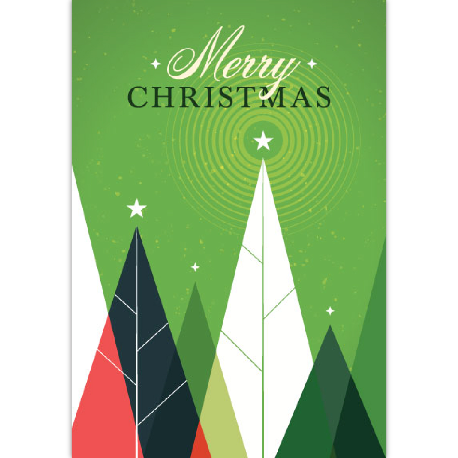 Christmas card with minimalist illustration of trees