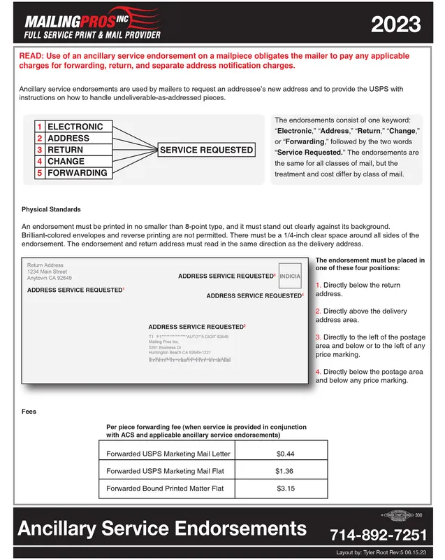 Ancillary Service Endorsements template preview