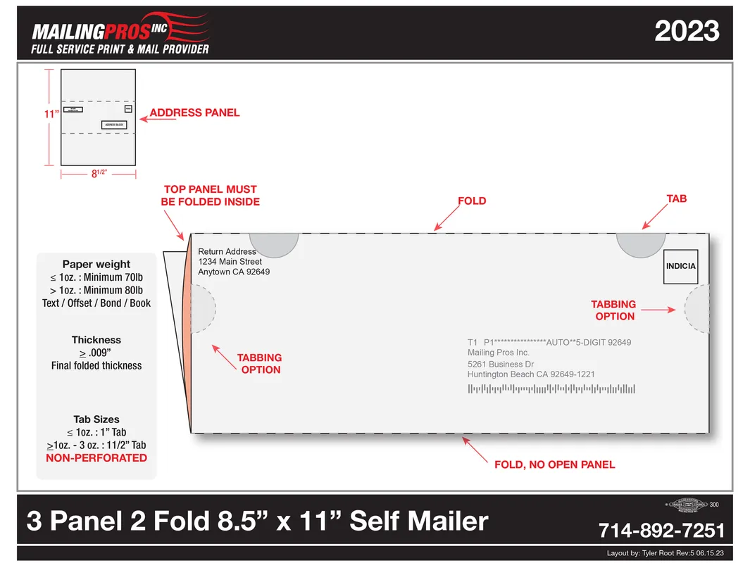 3 Panel 2 Fold 8.5 by 11 inch self-mailer template preview