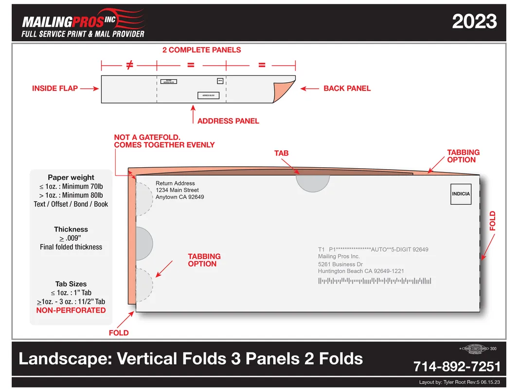 Landscape Vertical Folds 2 Panels 2 Folds self-mailer template preview