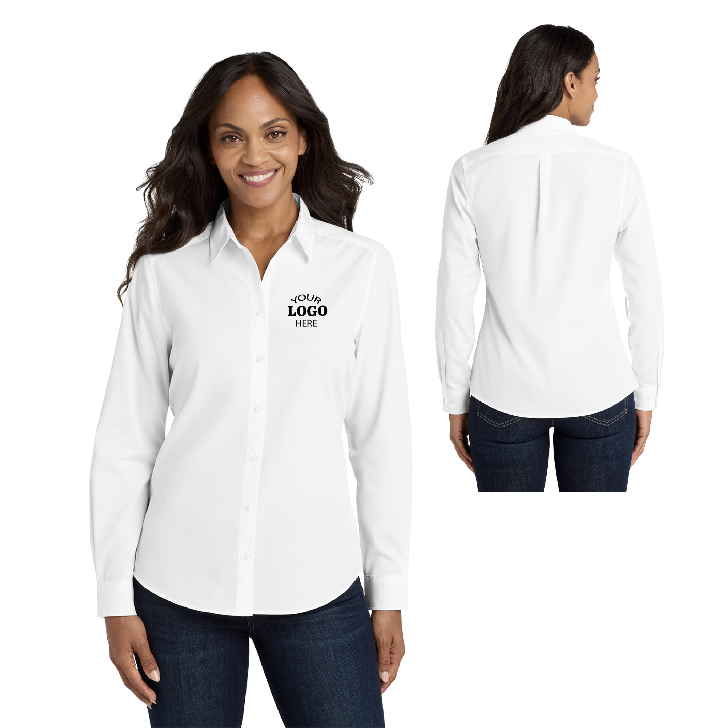 Port Authority® 3.3oz Women's Long Sleeve Carefree Poplin Shirt