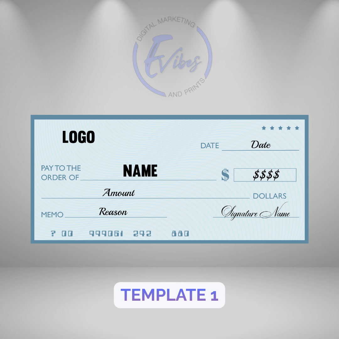 Evibes Digital Marketing & Prints · Economy Big Check