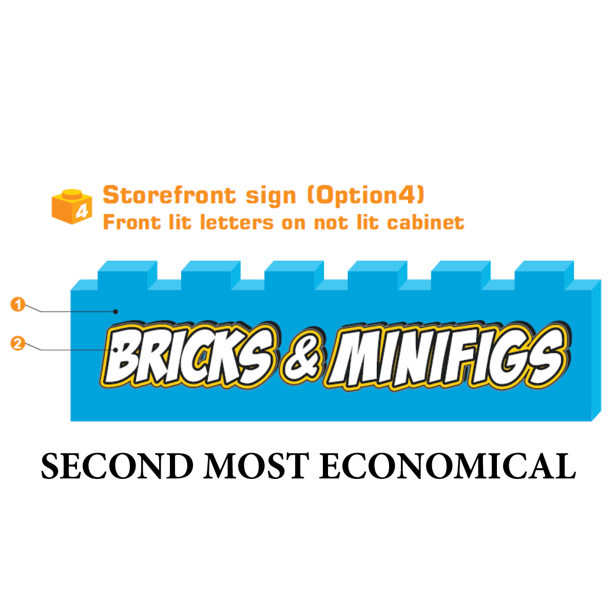 Front Lit Letters on Not Lit Cabinet