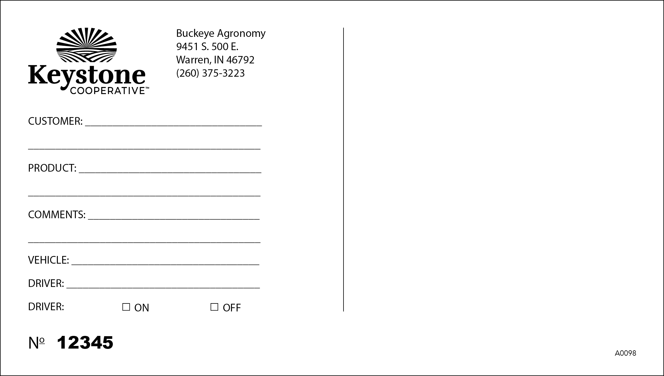 A0098 Scale Ticket Buckeye