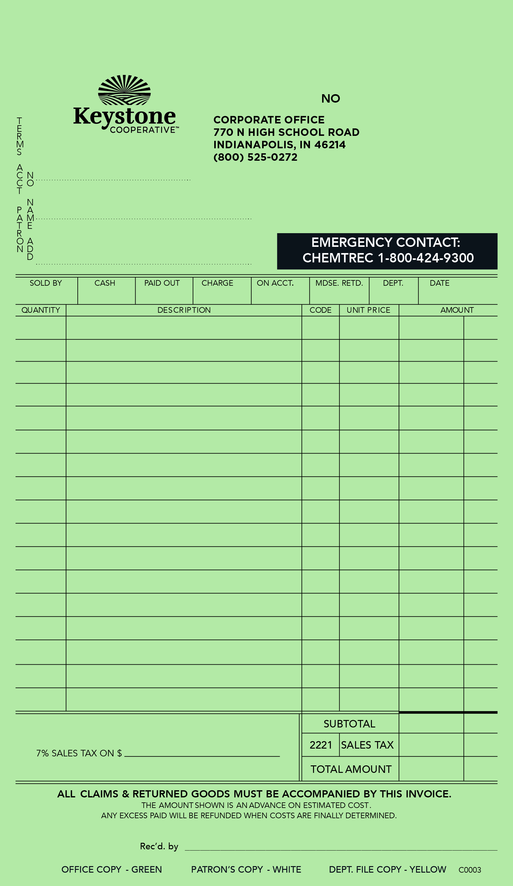 C0003 Store Ticket Green