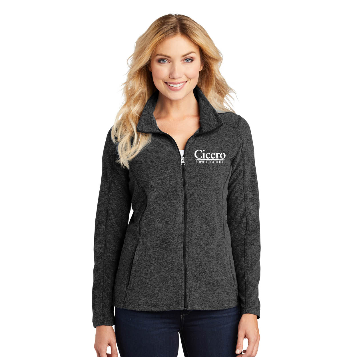 LADIES HEATHER MICROFLEECE FULL-ZIP JACKET