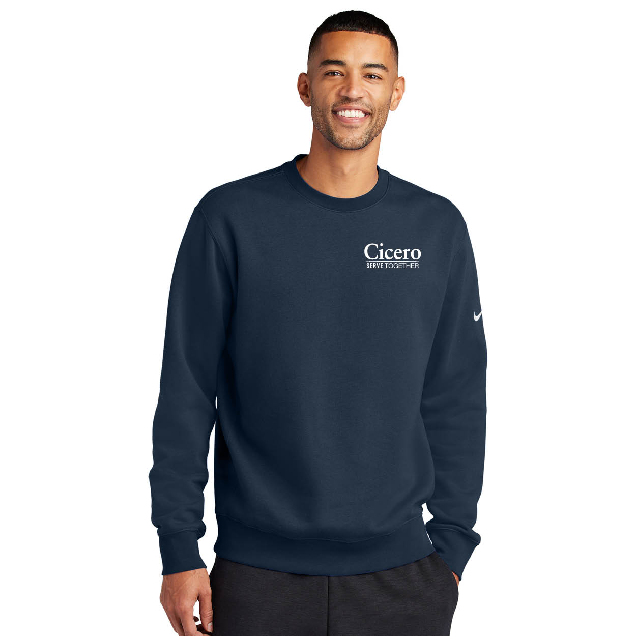 Nike Club Fleece Sleeve Swoosh Crew