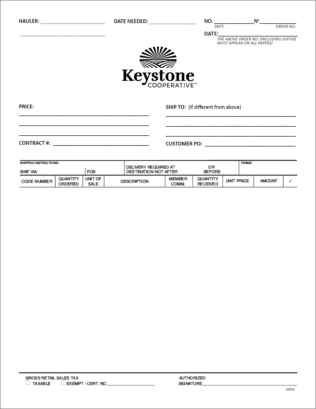 E0004 Energy PO Form