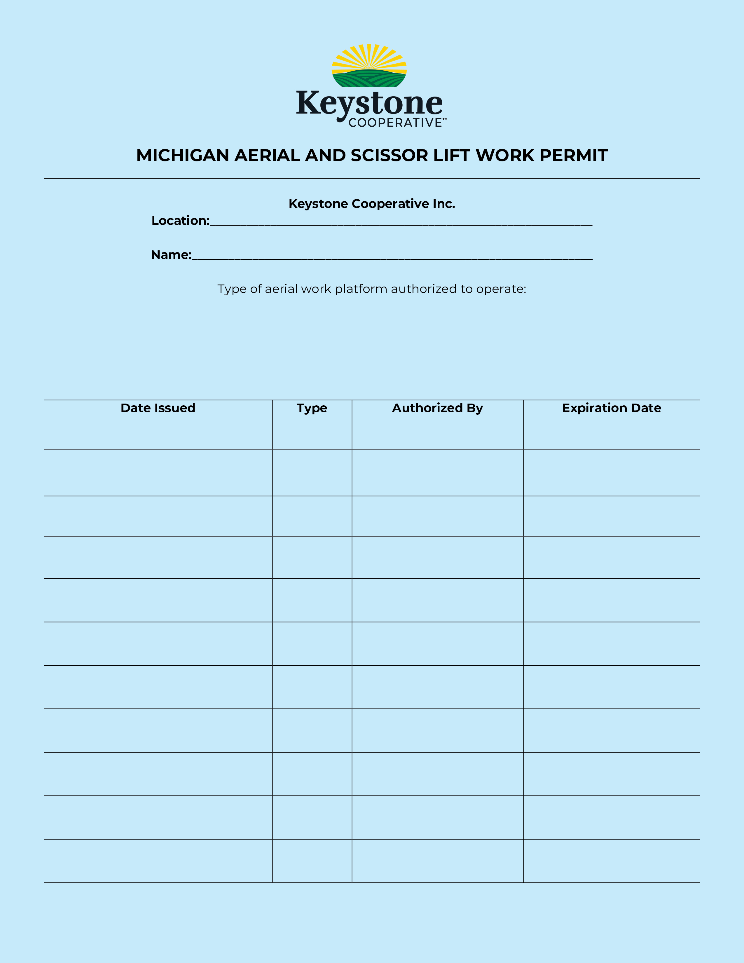 S0007 MI Aerial & Scissor Lift Permit Form