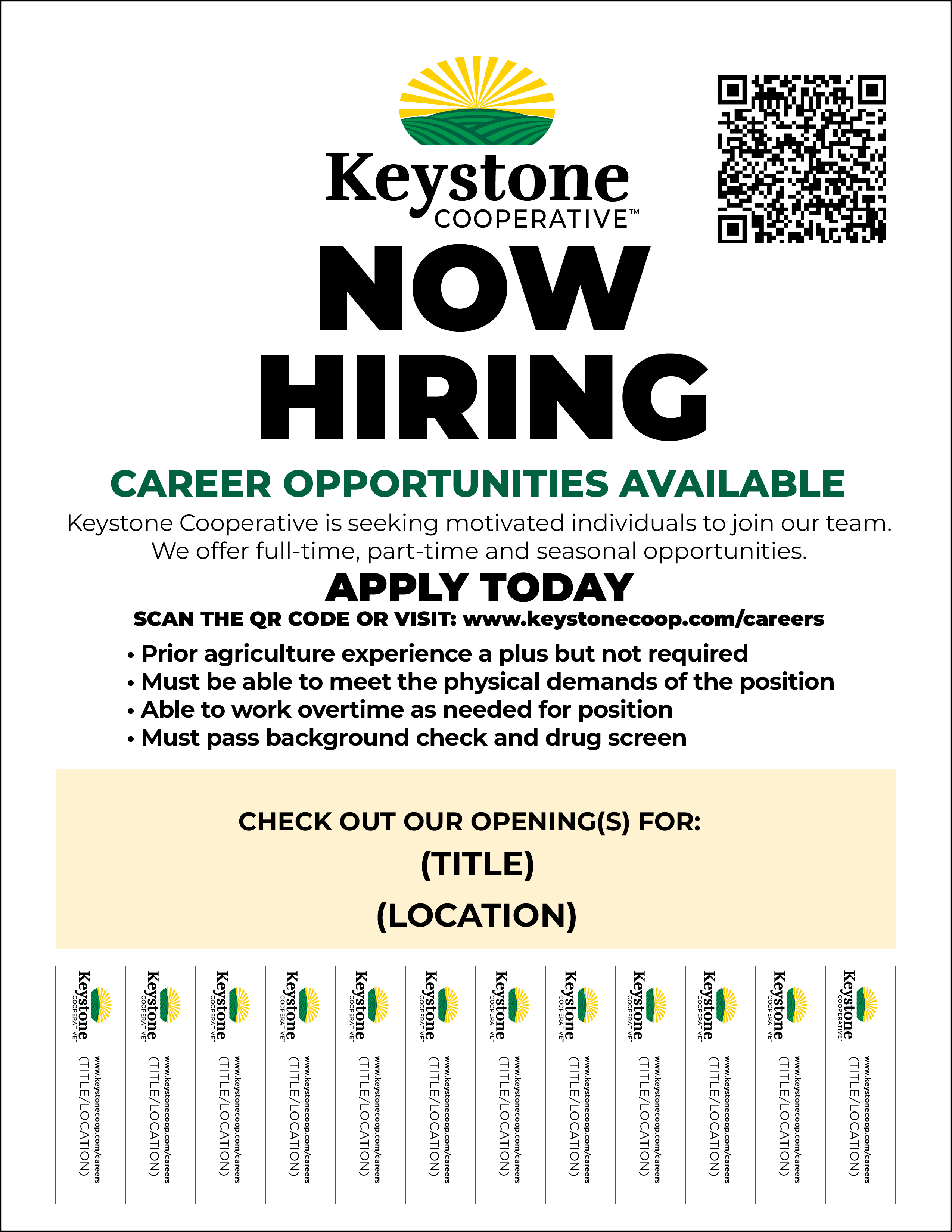 Now Hiring Flyer with QR Code